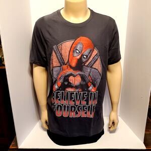 Marvel Deadpool Believe Gray Graphic T-Shirt Men's Large Unisex NWT